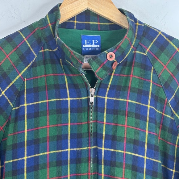 VTG 90s Evan Picone Plaid Bomber Jacket Mens L Retro Fall Grunge Fisherman - Picture 2 of 10